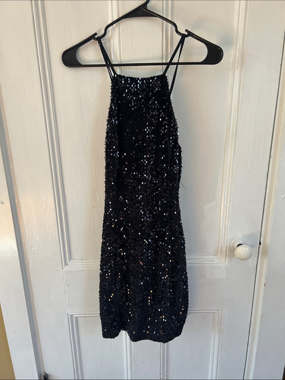 Express Black Sequin Mini Dress